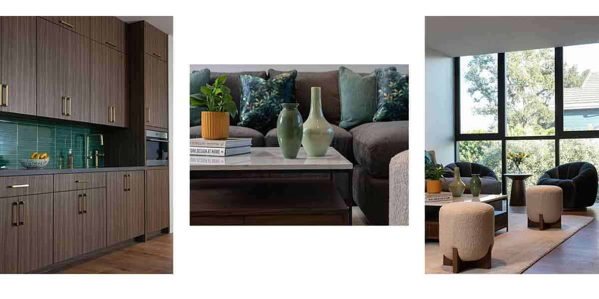 Contemporary living room with stylish furniture and large windows by Rande Leaman Interior Design.
